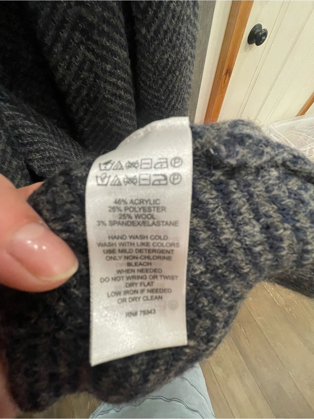 Max Studio Women's Gray Herringbone Funnel Neck Sweater Coat - Picture 4 of 4